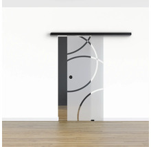 Pertura Glasschiebetür Komplettset Glera Loop 02 900x2050 mm inkl.Beschlag Selir Aluminium schwarz,Griffmuschel