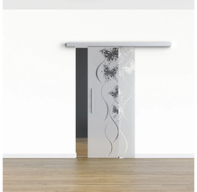 Pertura Glasschiebetür Komplettset Glera Butterfly 02 1025x2050 mm Rechts inkl. Beschlag Selir Aluminium natur,Stangengriff