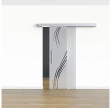 Pertura Glasschiebetür Komplettset Glera Essence 02 900x2050 mm Rechts inkl. Beschlag Selir Aluminium natur,Stangengriff