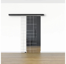 Pertura Glasschiebetür Komplettset Glera Mesh 01 900x2050 mm Links inkl. Beschlag Selir Aluminium schwarz,Stangengriff
