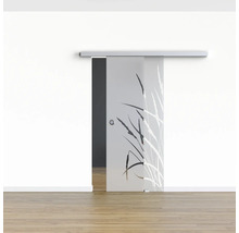 Pertura Glasschiebetür Komplettset Glera Blade 02 775x2175 mm Rechts inkl.Beschlag Selir Aluminium natur,Griffmuschel