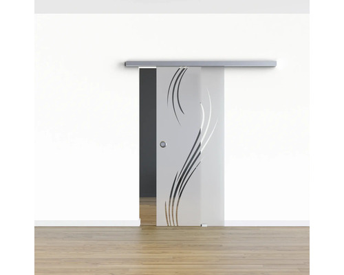 Schiebetür aus Glas mit Dekor für den Innenbereich