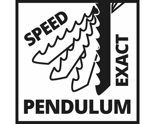 Pendelsäge-Symbol für Geschwindigkeit und Präzision