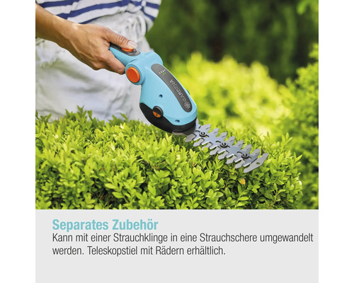 Gartenschere beim Schneiden einer Hecke