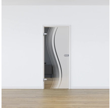 Zimmertür aus Glas mit Wellendesign im Interieur