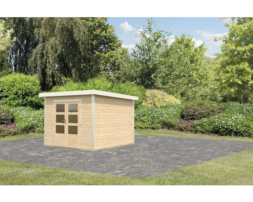 Holzgartenhaus mit Doppeltür im Garten