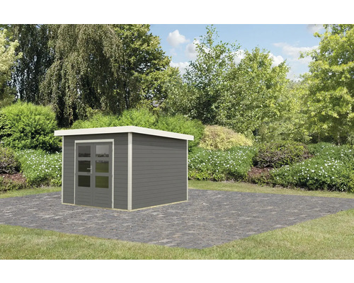 Garten mit Gerätehaus und Doppelglastür