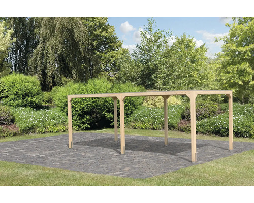 Pavillon Karibu Cubusso mit einer Verlängerung 320 x 627 cm natur
