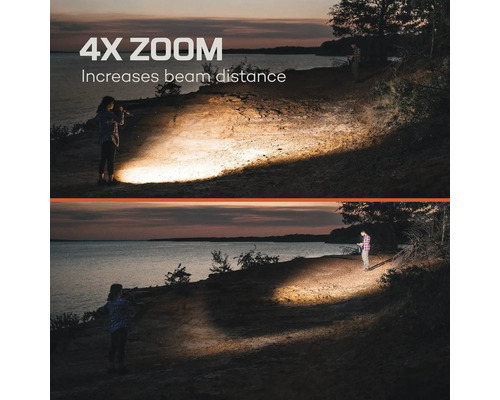 Darstellung eines 4-fach-Zooms, der die Leuchtweite erhöht