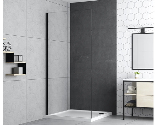 Walk In Seitenwand für Duschtür form&style MODENA 80 cm Reversibel Klarglas Profilfarbe schwarz
