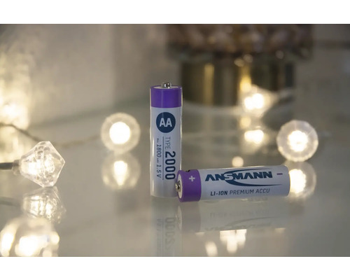 Zwei Ansmann AA Lithium-Ionen Akkus mit 1,5 Volt