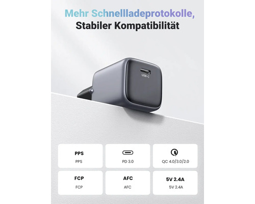 USB-C-Ladegerät mit Schnellladeprotokollen