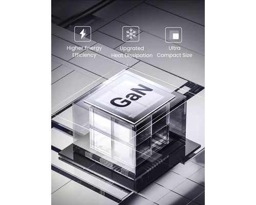 Grafik, die höhere Energieeffizienz, verbesserte Wärmeableitung und ultrakompakte Größe zeigt.