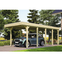 Carport aus Holz mit Auto