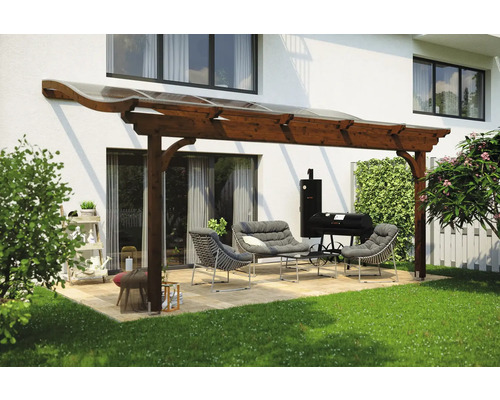 Terrassenüberdachung SKAN HOLZ Verona 541x389 cm nußbaum