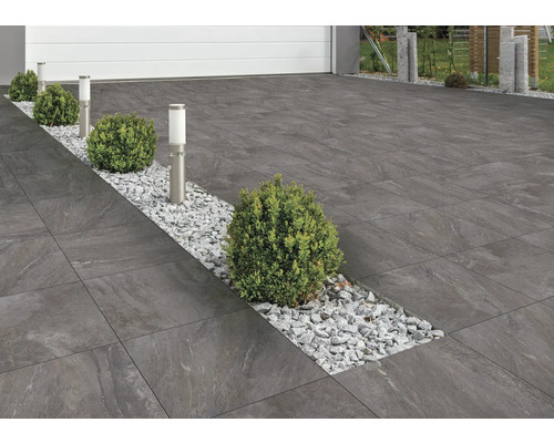 Feinsteinzeug Terrassenplatte Arrow anthrazit 60 cm x 60 cm x 2 cm