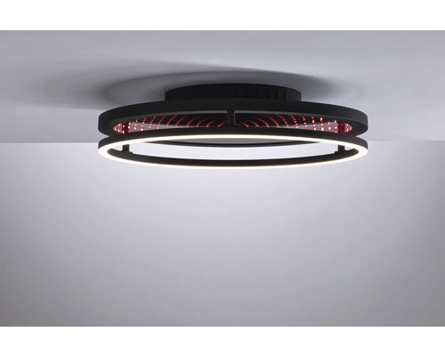 Schwarze LED Deckenleuchte mit Infinity Effekt an der Decke
