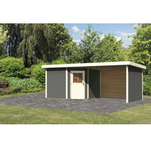 Gartenhaus Karibu Neuruppin inkl. Schleppdach 565 x 274 cm terragrau