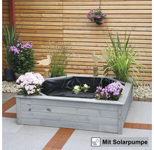 Hochteich promadino Miniteich Hochteich mit 4 seitl. Pflanzzonen Solar,grau mit Teichfolie 144 x 144 x 40 cm