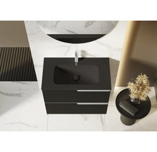 Modernes Badezimmer mit Waschbeckenunterschrank, Aufsatzwaschbecken und Spiegel