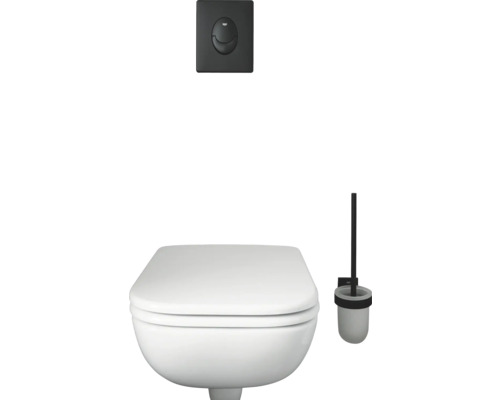 Wand-WC mit Betätigungsplatte und WC-Bürste