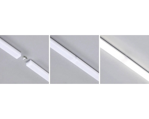 LED-Röhre mit Verbindungselementen, unbeleuchtet und beleuchtet.