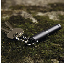 Schwarze Mini-Taschenlampe am Schlüsselring mit Schlüsseln
