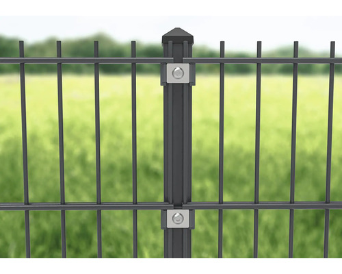 Doppelstabmattenzaun mit Pfosten und Befestigungselementen