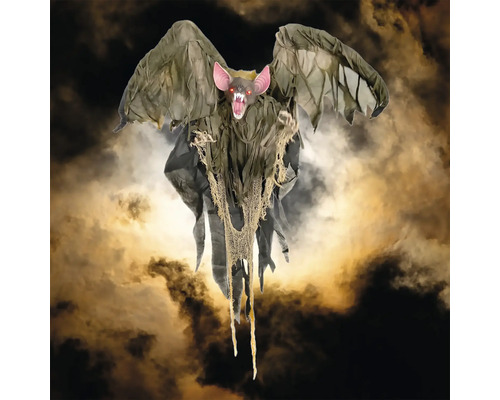 Dekorative Halloween Fledermaus mit Flügeln und leuchtenden Augen.
