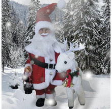 Dekofigur Weihnachtsmann mit Rentier 40x33x67 cm animiert mit Soundeffekt