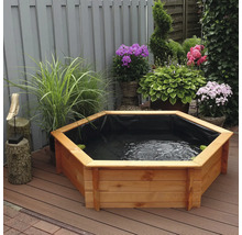Hochteich promadino Miniteich 6eck-Hochteich, honigbraun mit Teichfolie 222 x 192 x 40 cm