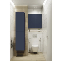 Modernes Badezimmer mit Toilette, Hängeschrank und Waschtisch