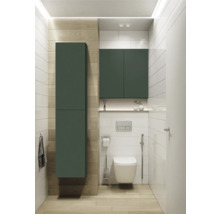 Modernes Badezimmer mit Toilette, Waschbecken und Badmöbeln in einem hellen und freundlichen Design