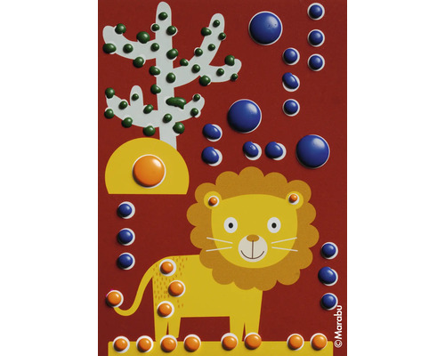 Marabu Bastelvorlage mit Löwenmotiv und bunten Knöpfen zum Aufkleben