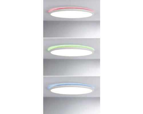 Drei LED Deckenleuchten mit unterschiedlichen Farbtemperaturen.