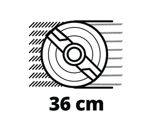 Symbol für ein Produkt mit einem Durchmesser von 36 Zentimetern