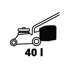 Rasenmäher mit 40 Liter Fangkorb Symbol