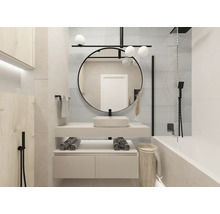 Modernes Badezimmer mit Waschbecken, Spiegel und Badewanne