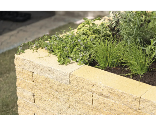 Hochbeet aus Stein mit Bepflanzung