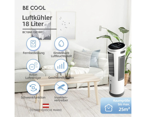 Be Cool Luftkühler mit 18 Litern Fassungsvermögen im Wohnraum