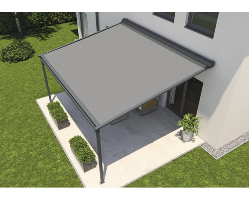 SOLUNA Pergola mit Stoffdach 4,5x4,5 Stoff Dessin 8445 Gestell RAL 7016 anthrazi - Bild 6 von 12