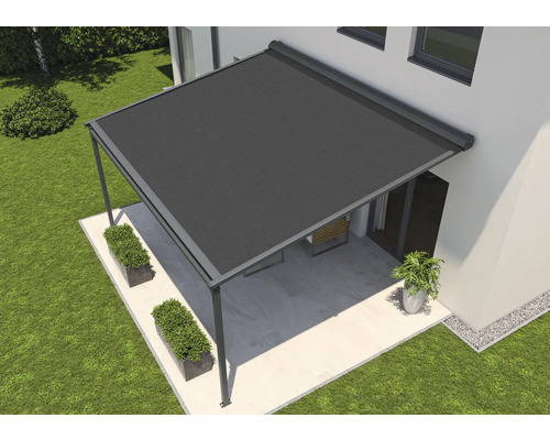 SOLUNA Pergola mit Stoffdach 3,5x3,5 Stoff Dessin 8446 Gestell RAL 7016 anthrazi - Bild 6 von 12