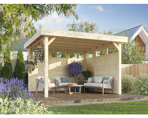 Holz Pavillon mit Sitzgruppe im Garten