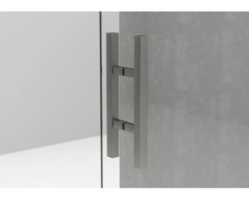 Detailaufnahme eines Duschkabinentürgriffs