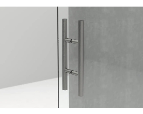 Griff aus Metall an einer Glastür