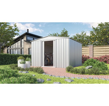 Metall Gerätehaus mit Schiebetür im Garten