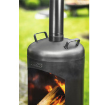 Metall Terrassenofen mit Holzfeuer und Rauchrohr