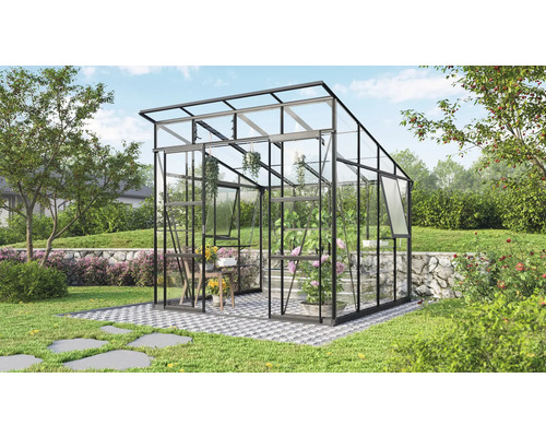 Gewächshaus mit Pflanzen im Garten