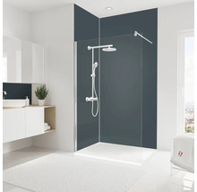 Modernes Badezimmer mit begehbarer Dusche, Duscharmatur und Waschtisch