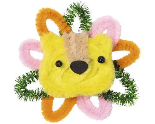 Dekorationsobjekt Tierkopf mit Pfeifenputzern und Lametta